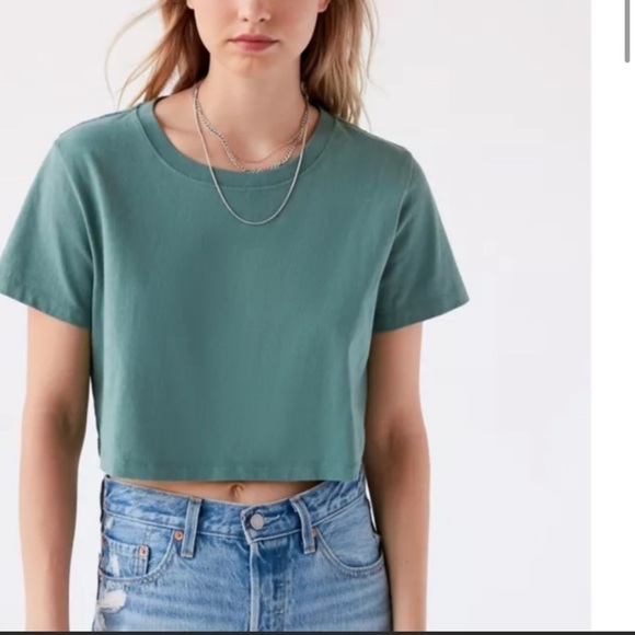 Urban Outfitters Tops - Urban Outfitters Army Green Round Neckline Crop Short Sleeves Casual Top Y2K S